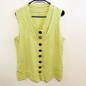 Neon Buddha Wood Button Lagenlook Artist Art Deco Top Shirt